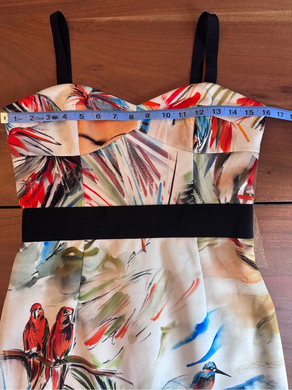Milly “As Seen On Revenge” Louise Ellis Tropical Bird Bustier Sheath Dress - Picture 8 of 9